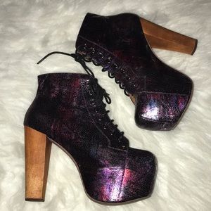 Jeffery Campbell Metallic Lace Up Booties